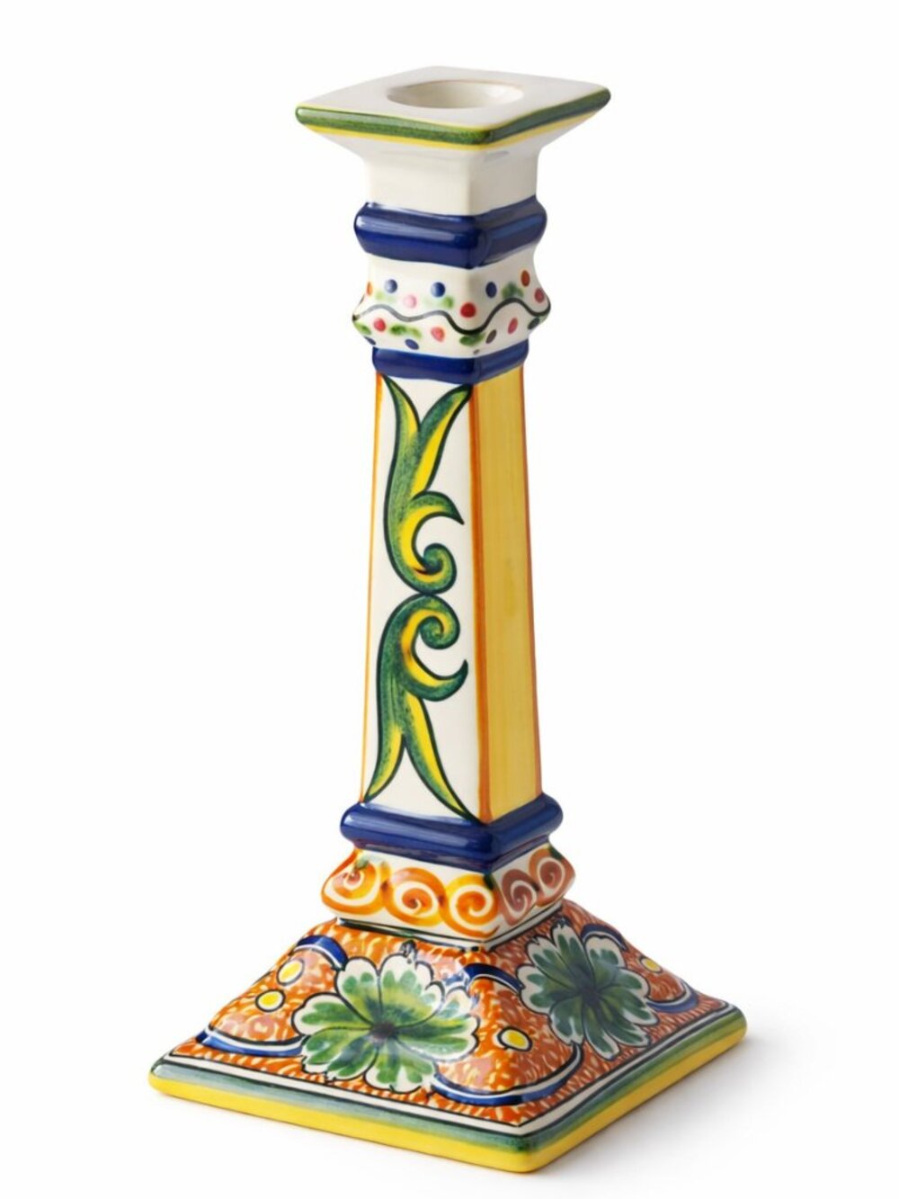 Williams Sonoma Hazari Candlestick 10” Portugal Hand Painted Signed Discontinued